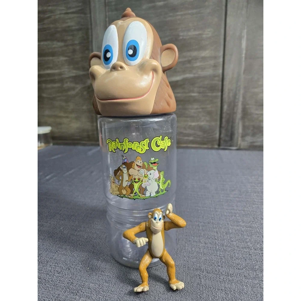 Rainforest Cafe Monkey Character Cup w Matching Figure Vintage No Straw